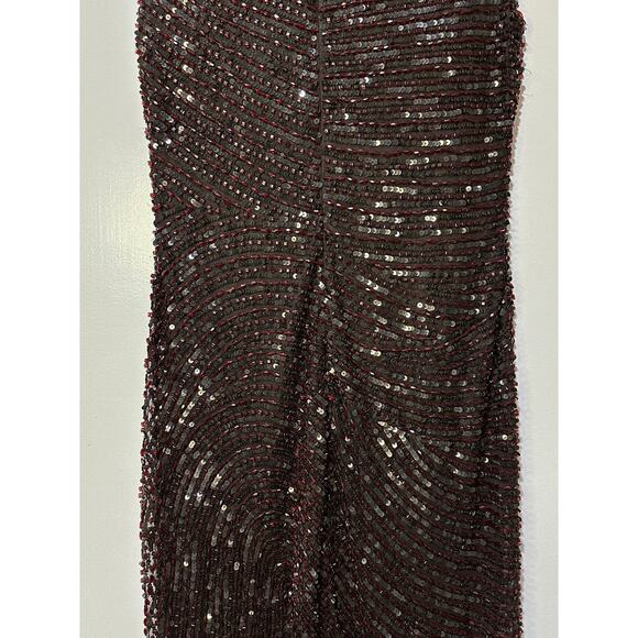 Mac Duggal Cap Sleeve Sequined Evening Gown Brown Red Beads Size 10 NWOT #5441 - Picture 12 of 16